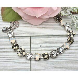 NWT Harmony Silver Tone Crystal & Cross Tennis Style Bracelet Dangle Tree Charm